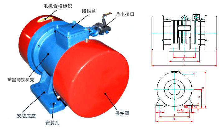臥式振動電機內(nèi)部結構圖